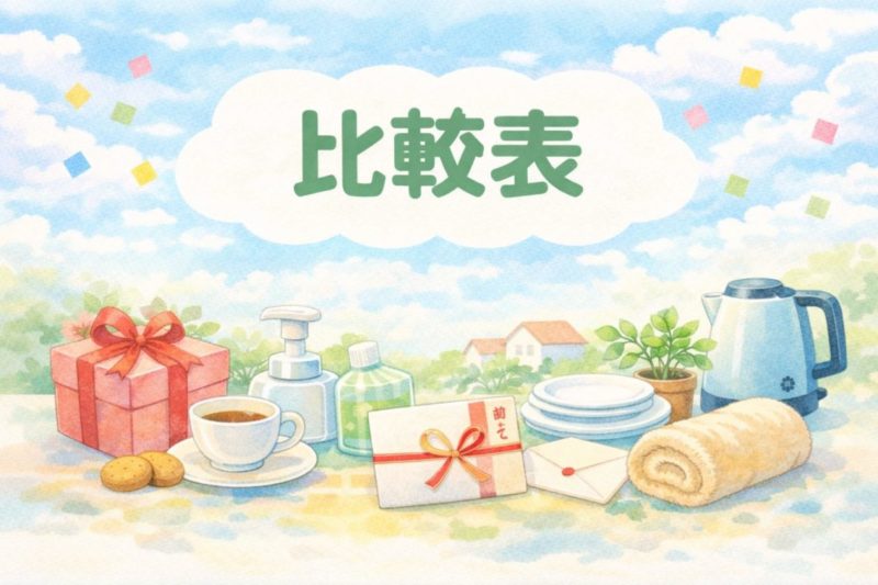 引っ越し祝いおすすめギフトの比較表（迷ったらここだけ）